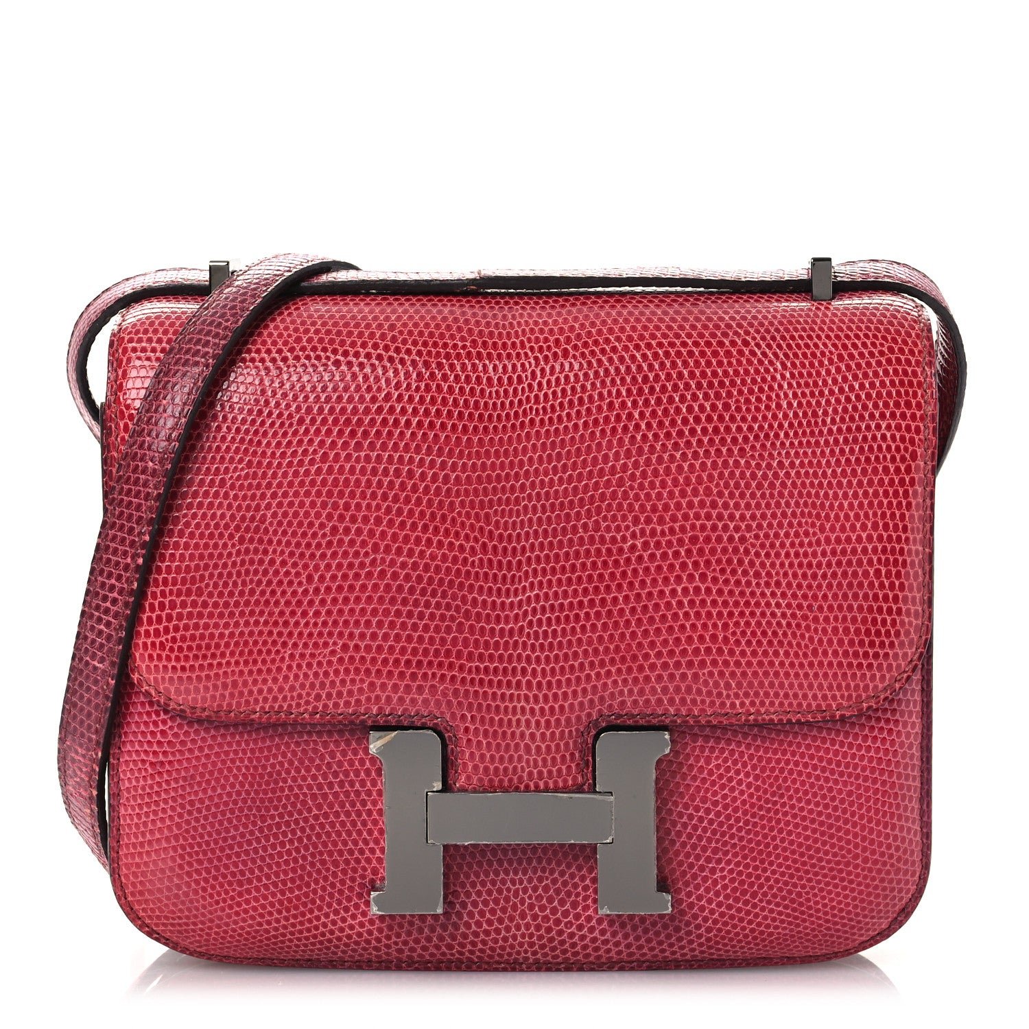 Hermes Hermes Lizard Constance 18 Fuchsia