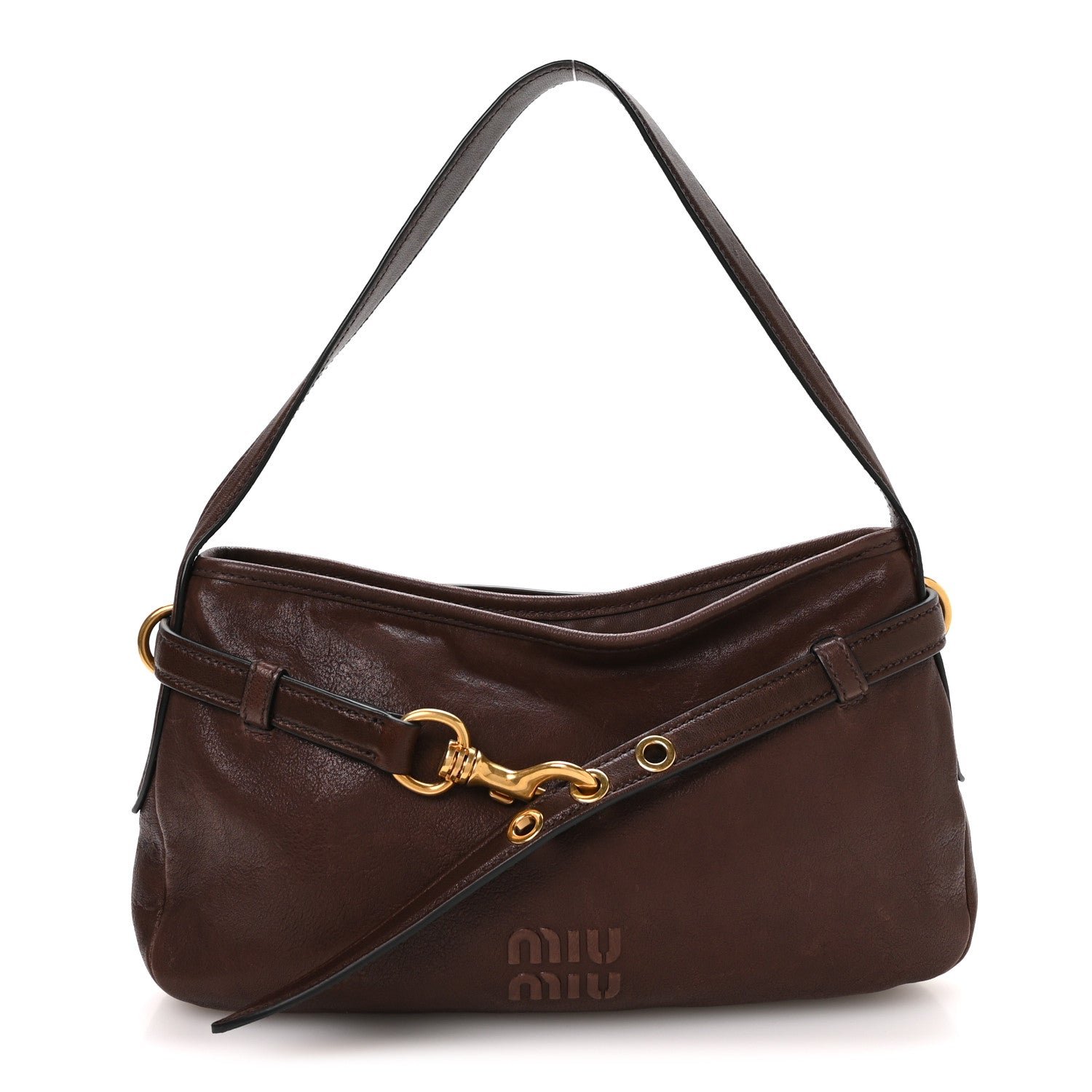 Miu Miu Nappa Aviator Regular Aventure Shoulder Bag Briarwood
