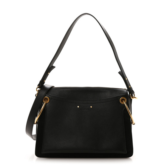 Chloe Calfskin Suede Medium Roy Bag Black