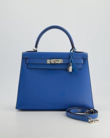 Hermes Hermès Kelly Sellier Bag 28cm in Blue Electric Epsom Leather with Palladium Hardware