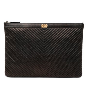 Calf Leather Large Chevron Iridescent Caviar Boy O Case Clutch