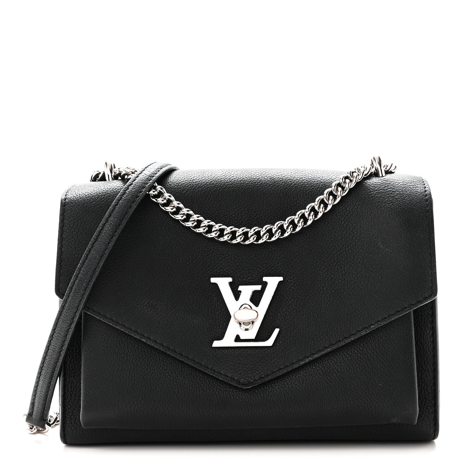 Louis Vuitton Soft Calfskin Mylockme Chain Bag BB  Black