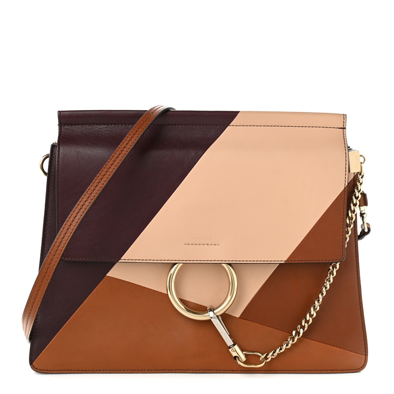 Chloe Smooth Calfskin Patchwork Medium Faye Shoulder Bag Light Tan