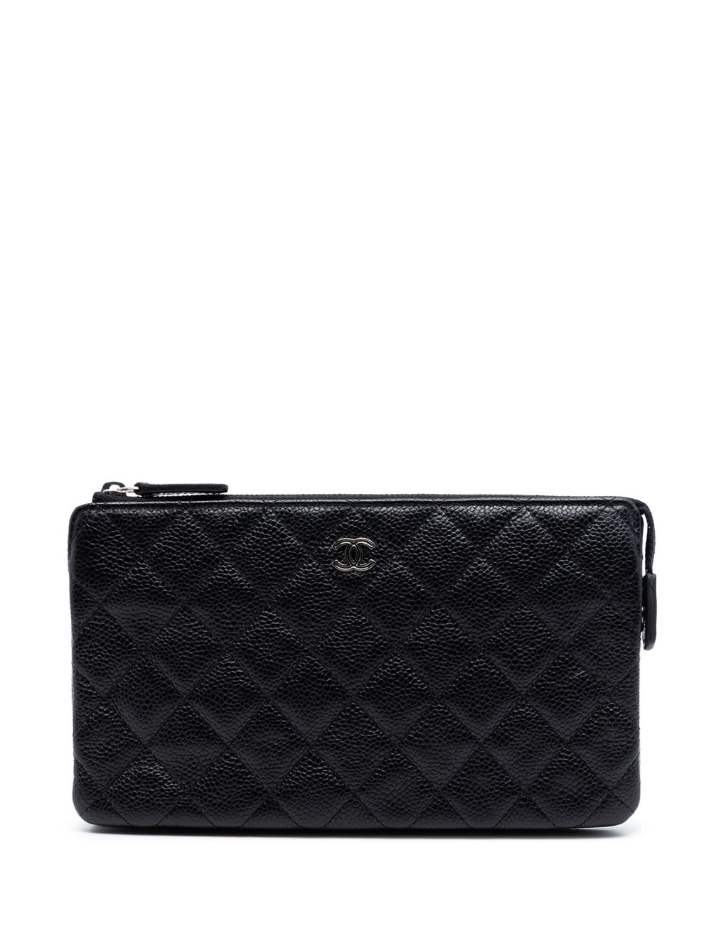2015-2016 Small CC Quilted Caviar Zip Pouch clutch bag