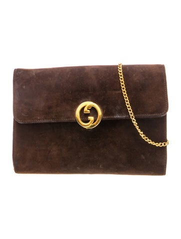Interlocking G Suede Chain-Link Shoulder Bag Vintage