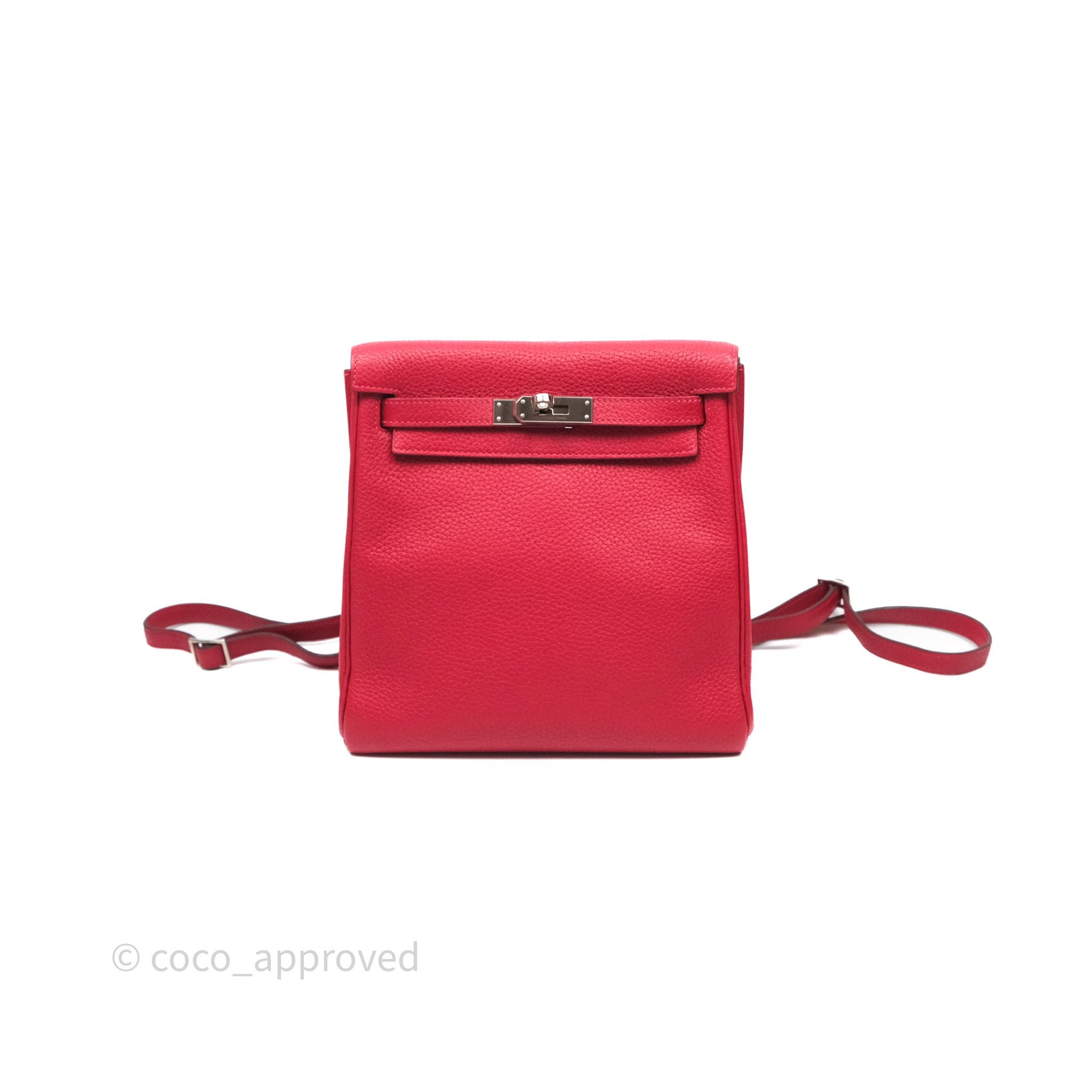 Hermès Kelly Ado Backpack Red Rouge Clemence Palladium Hardware