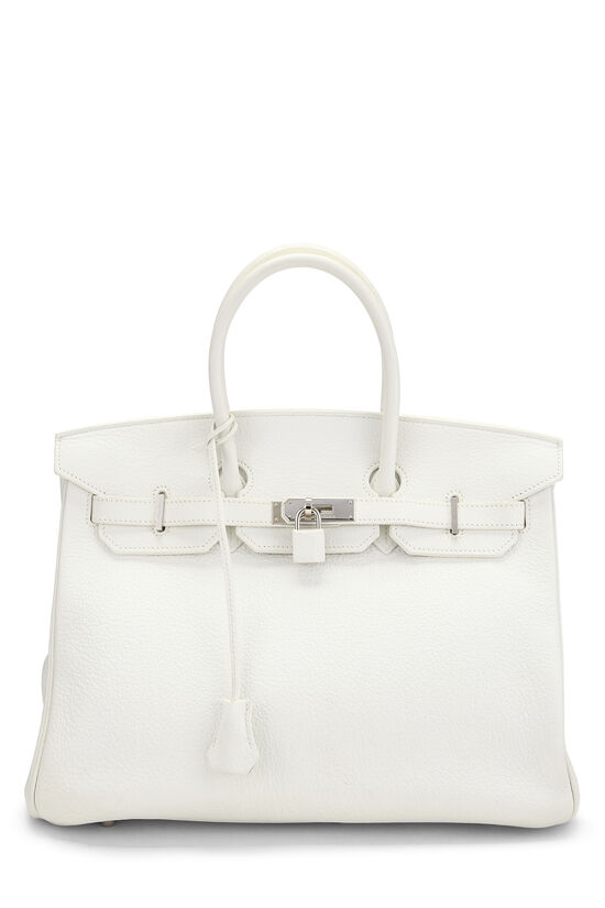 Hermes White Clemence Birkin 35