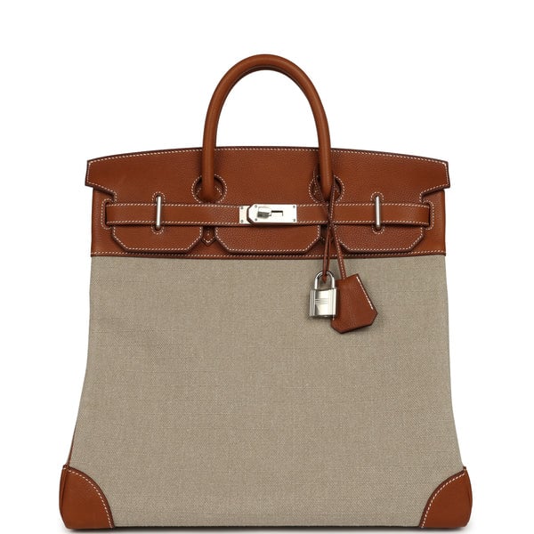 Hermes Hermes Birkin HAC 40 Fauve Barenia and Ficelle Toile H Palladium Hardware