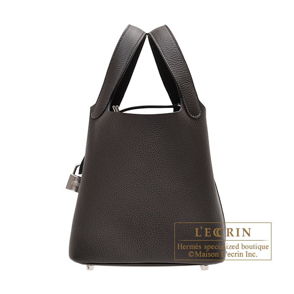 Hermes Picotin Lock bag 18/PM Ebene Clemence leather Silver hardware