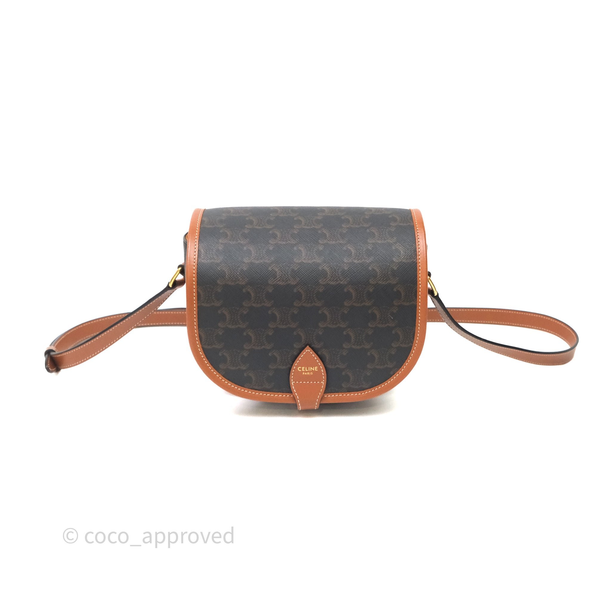 Celine Medium Folco Bag Triomphe Canvas Tan