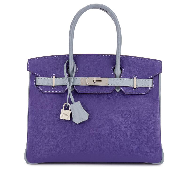 Hermes Iris and Gris Mouette Epsom HSS Birkin 30 Brushed Palladium Hardware, 2018