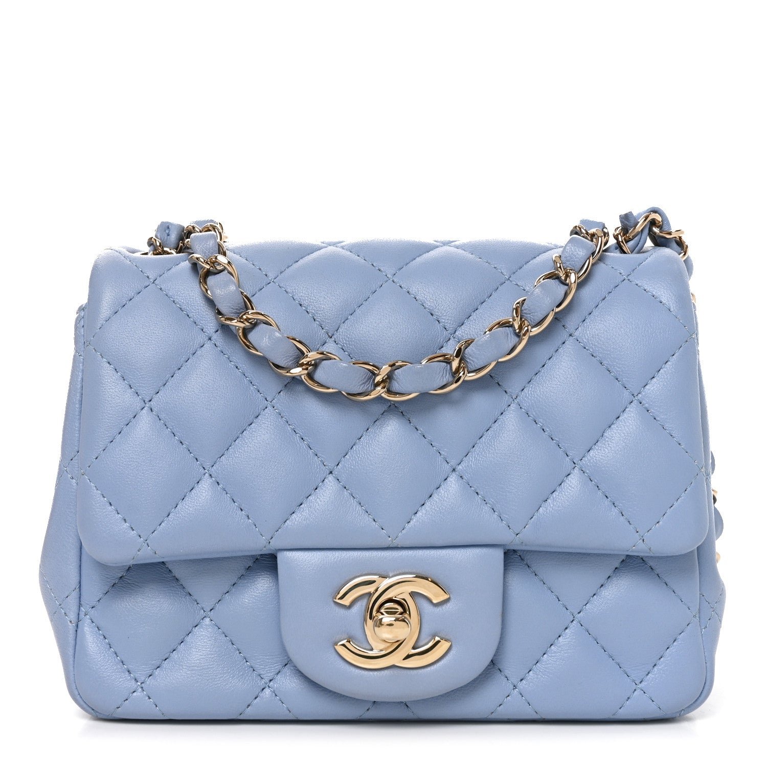 Chanel Lambskin Quilted Mini Square Flap Blue