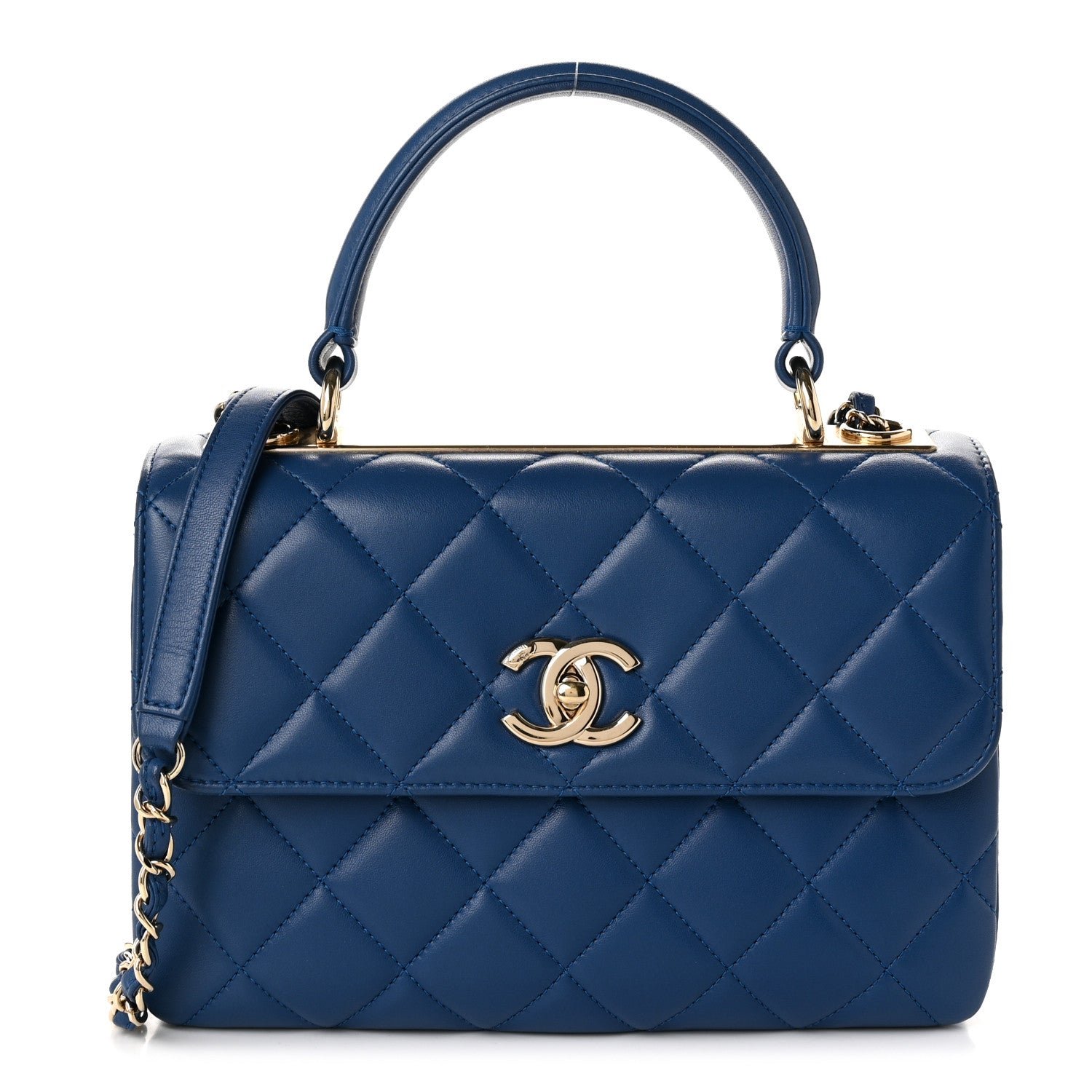 Chanel Lambskin Quilted Small Trendy CC Flap Dual Handle Bag Blue