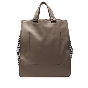 Calf Leather Intrecciato Trimmed Leather Tote