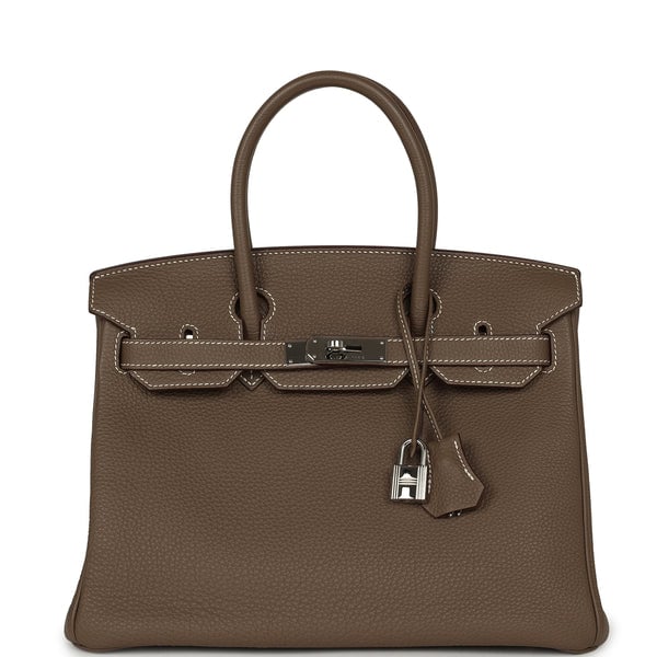 Pre-owned Hermes Birkin 30 Etoupe Togo Palladium Hardware