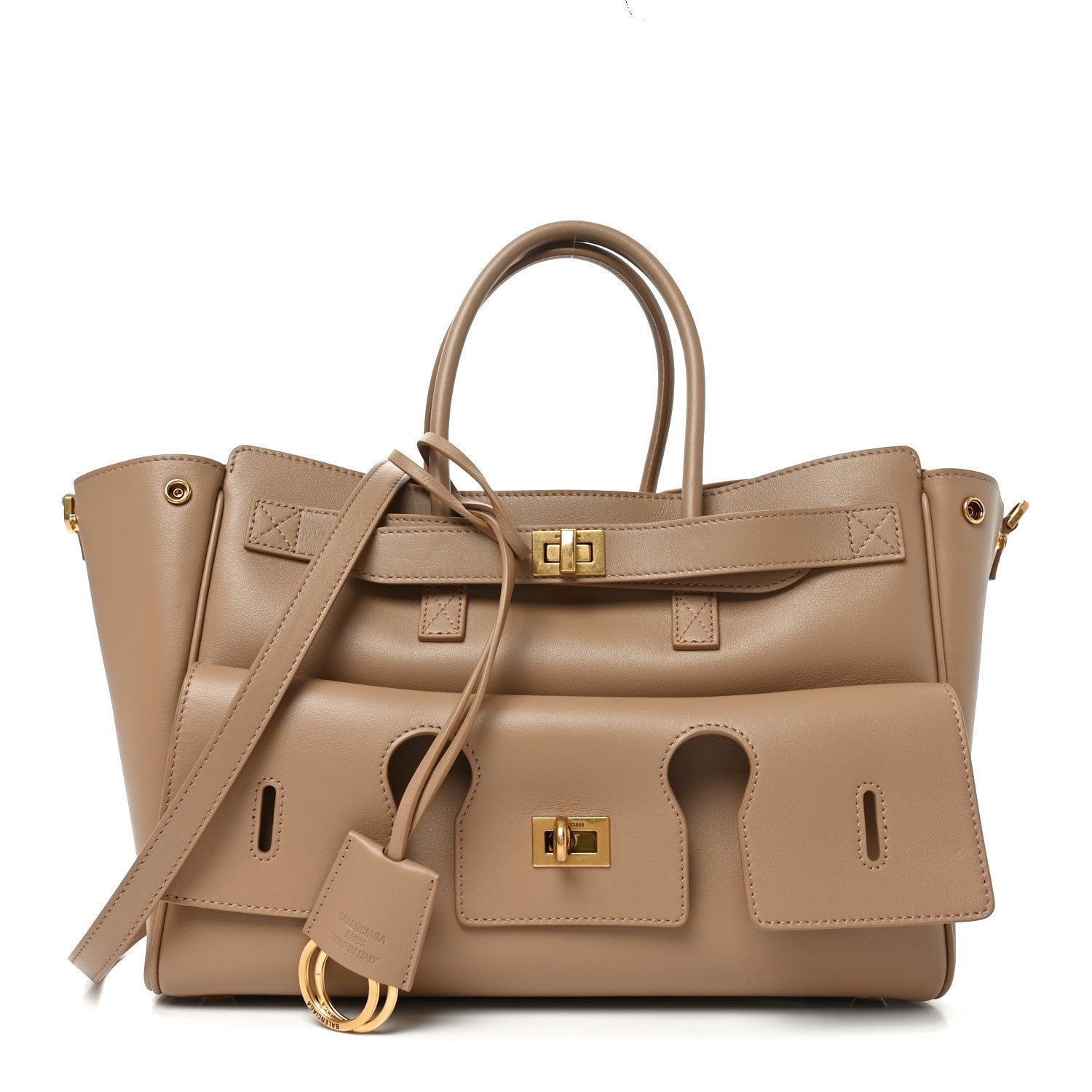 Balenciaga Smooth Calfskin Small Bel Air Carry All Bag Latte