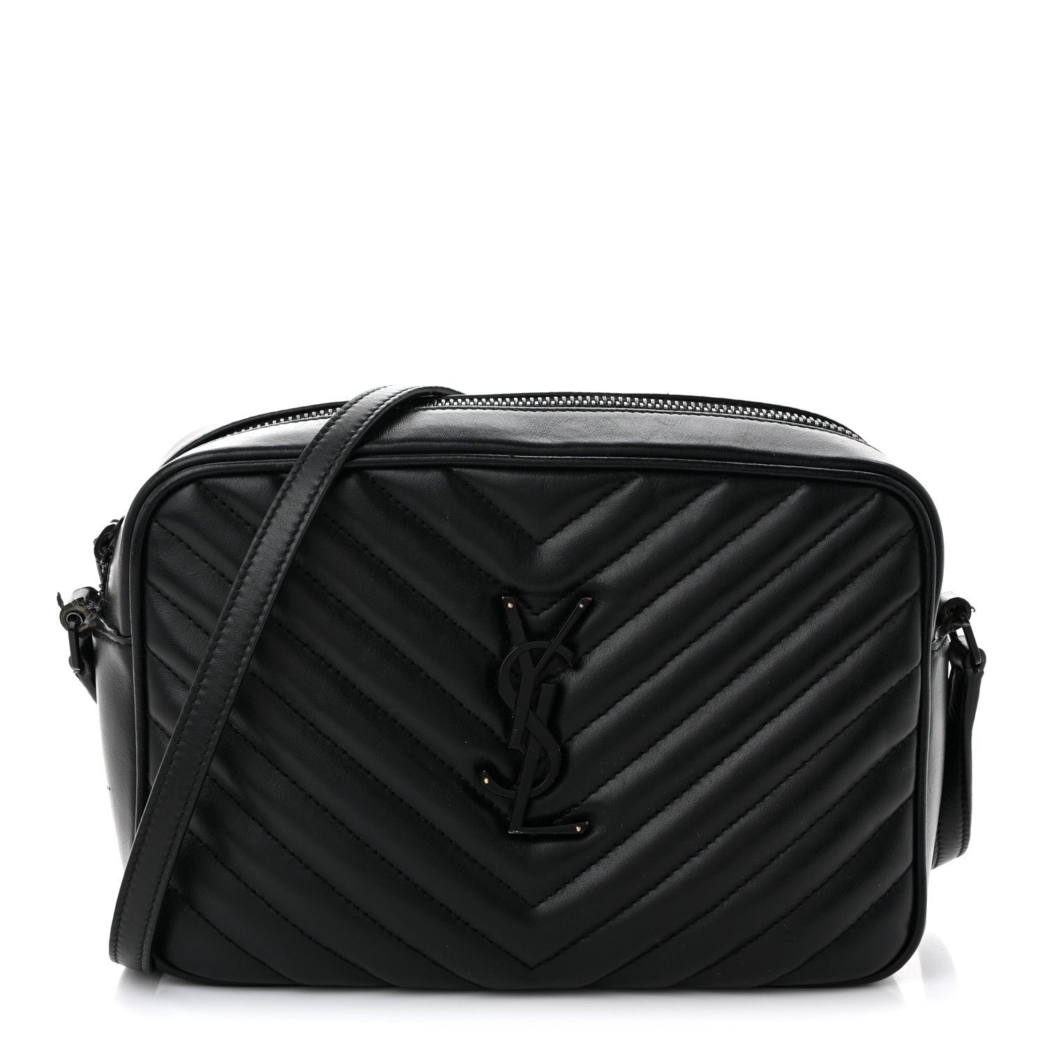 Saint Laurent Calfskin Matelasse Monogram Monochrome Lou Camera Bag Black
