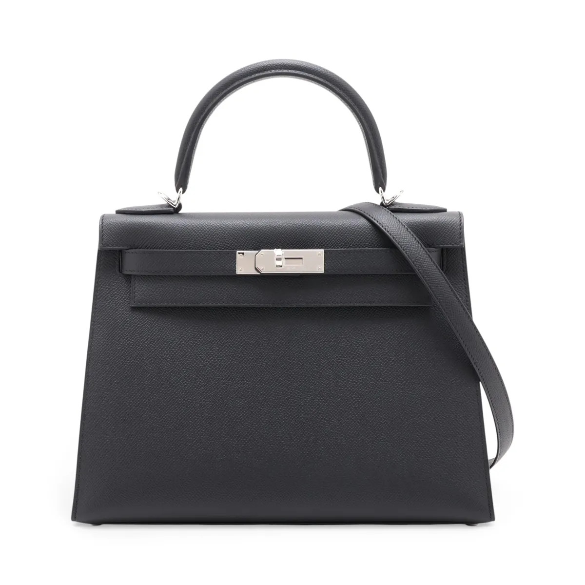 Hermès Kelly 28 Serie Veau Epsom Black Silver Metal Fittings