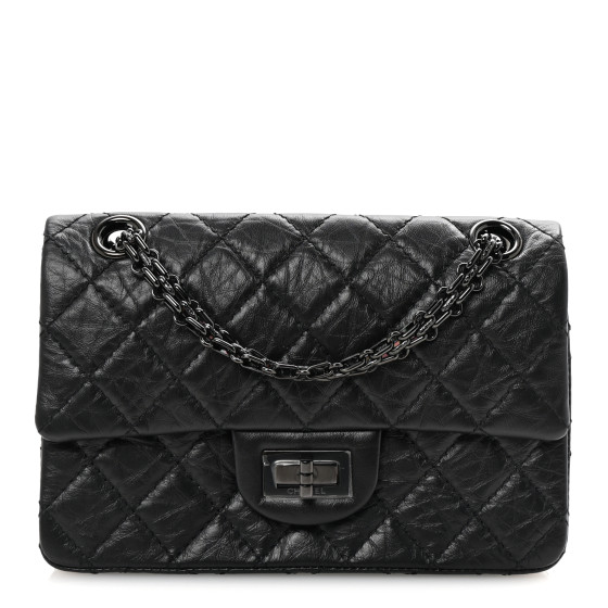 Chanel Aged Calfskin Quilted 2.55 Reissue Mini Flap So Black