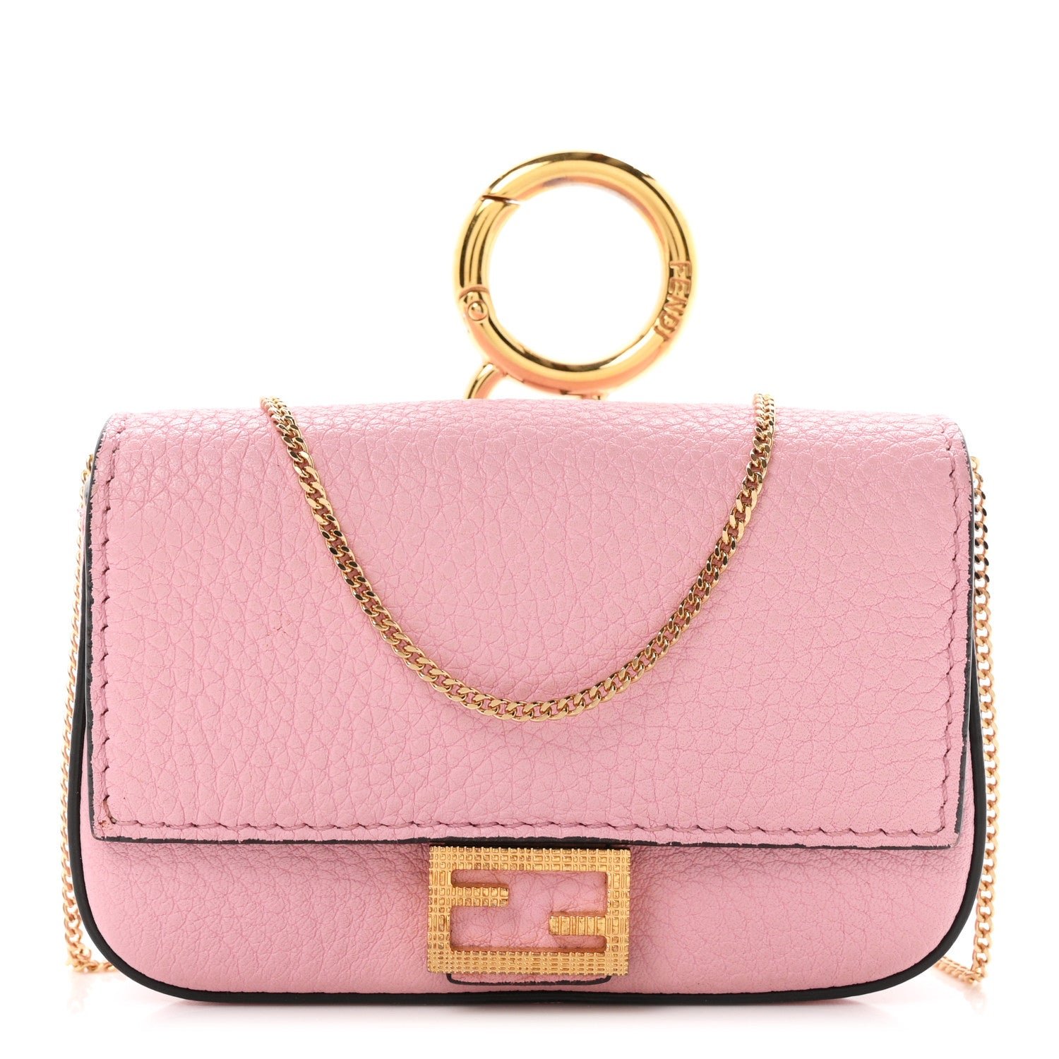 Fendi Cuoio Romano Scented Nano Baguette Charm Rosa Acquerello