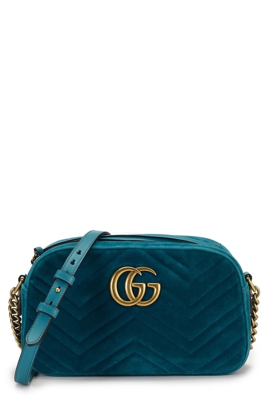 Blue Velvet GG Marmont Crossbody Bag Small