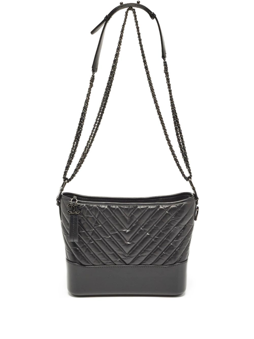 V-stitch quilted shoulder bag