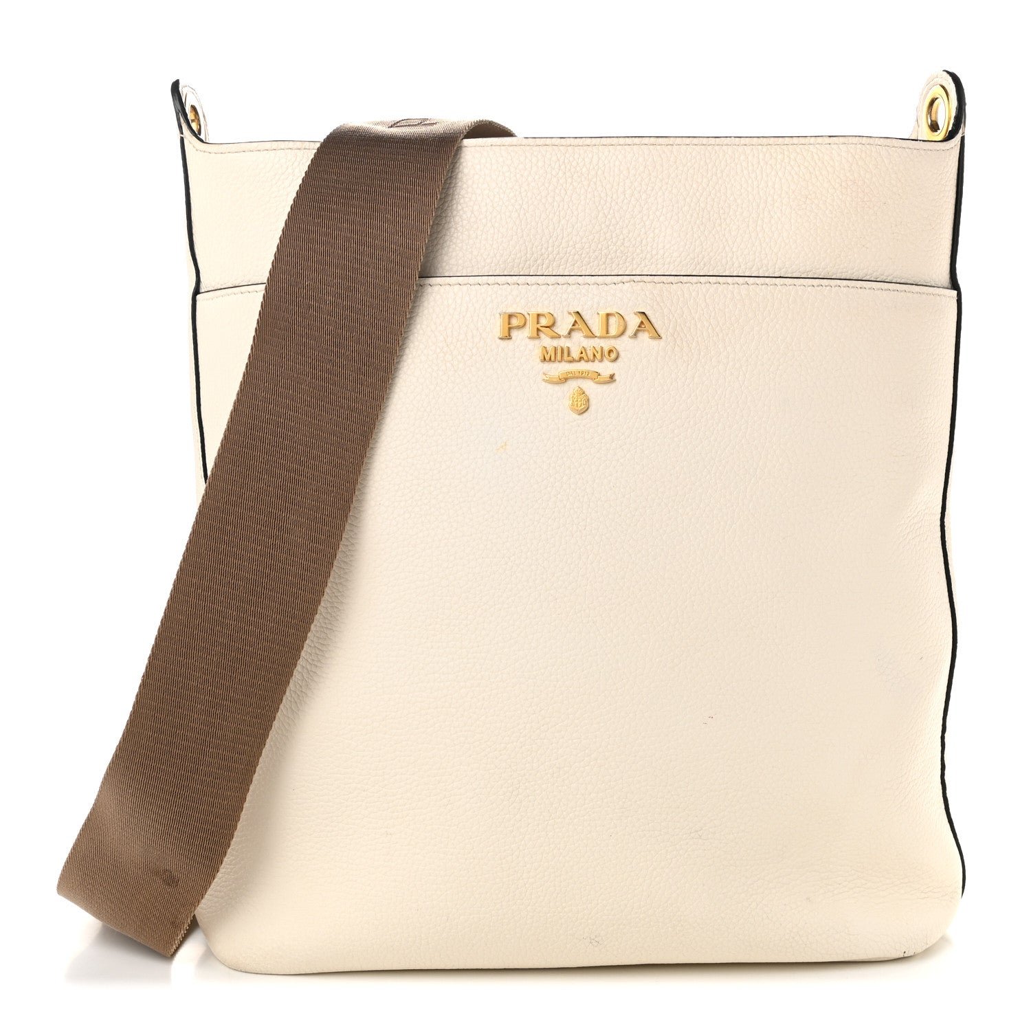 Prada Vitello Phenix Metal Hobo White