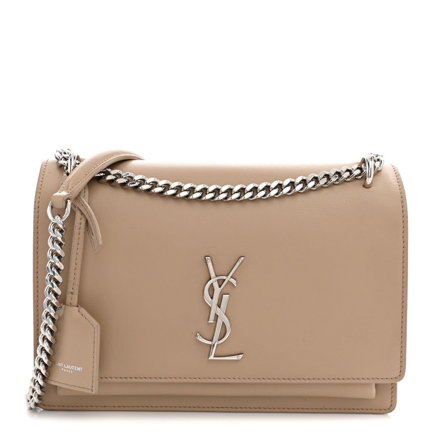 Saint Laurent Calfskin Medium Monogram Sunset Dark Beige