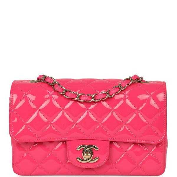 Pre-owned Chanel Mini Classic Rectangular Flap Bag Hot Pink Patent Gold Hardware