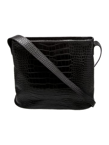 Longchamp Embossed Leather Messenger Bag