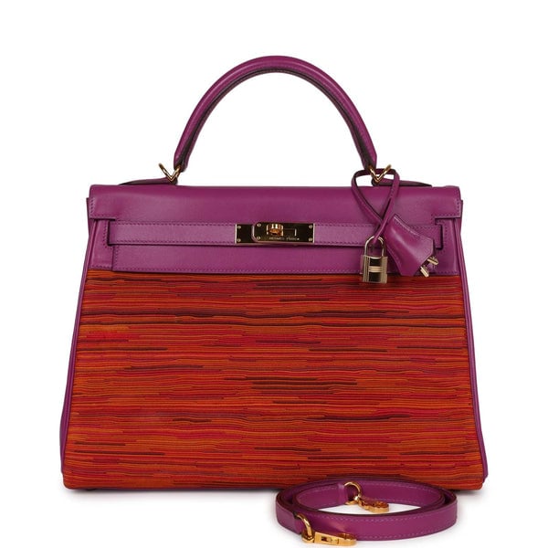 Hermes Vintage Hermes Kelly Retourne 32 Vibrato Cyclamen Box Gold Hardware