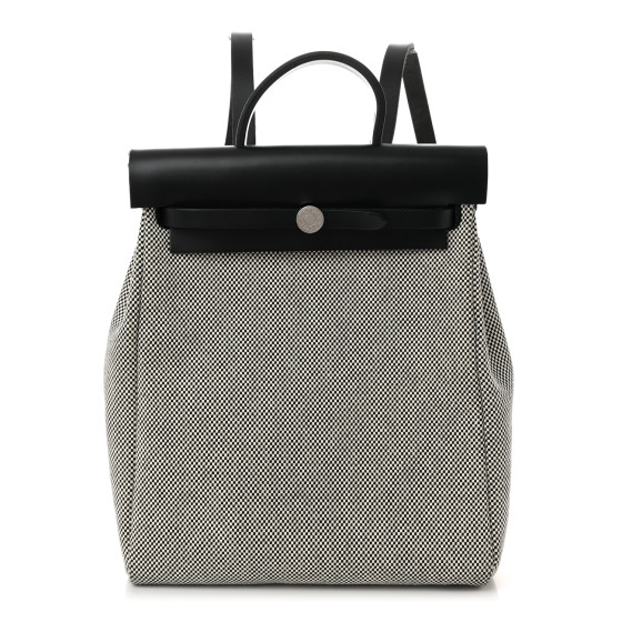 Hermes Criss Viking Vache Hunter Herbag a Dos Zip Retourne Backpack Ecru Black