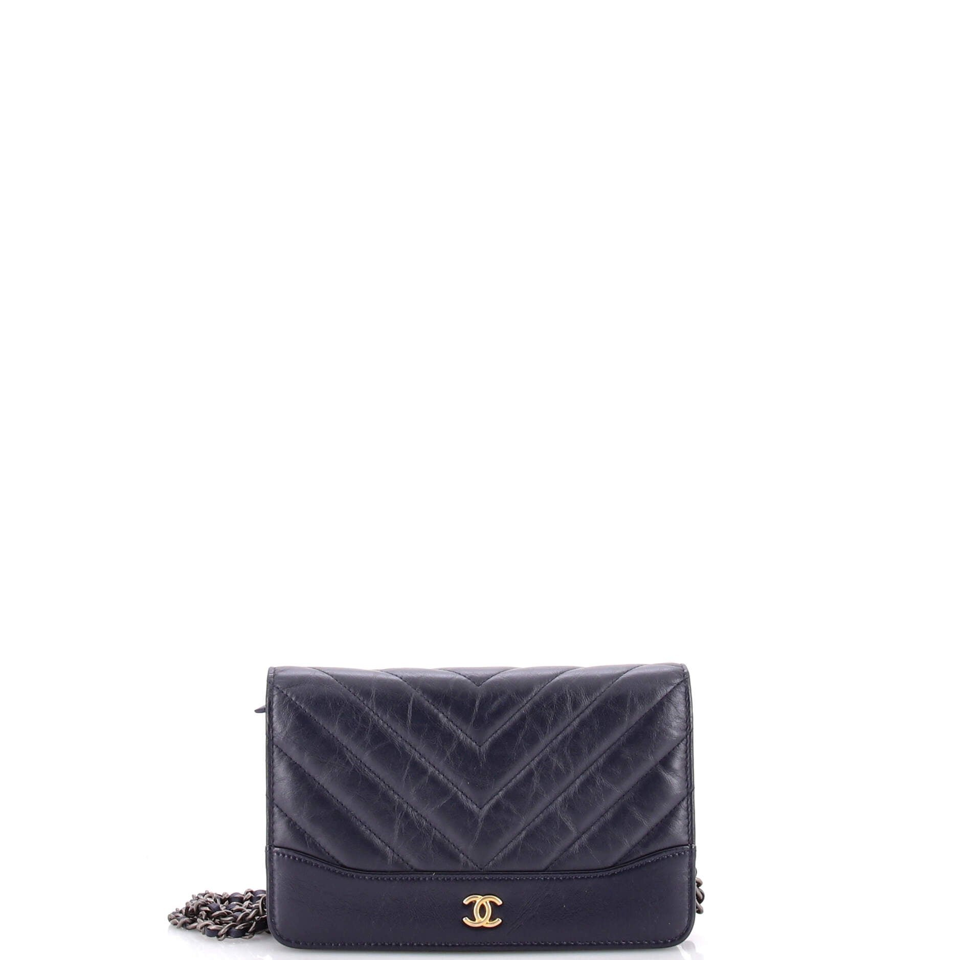 Chanel Gabrielle Wallet on Chain Chevron Aged Calfskin