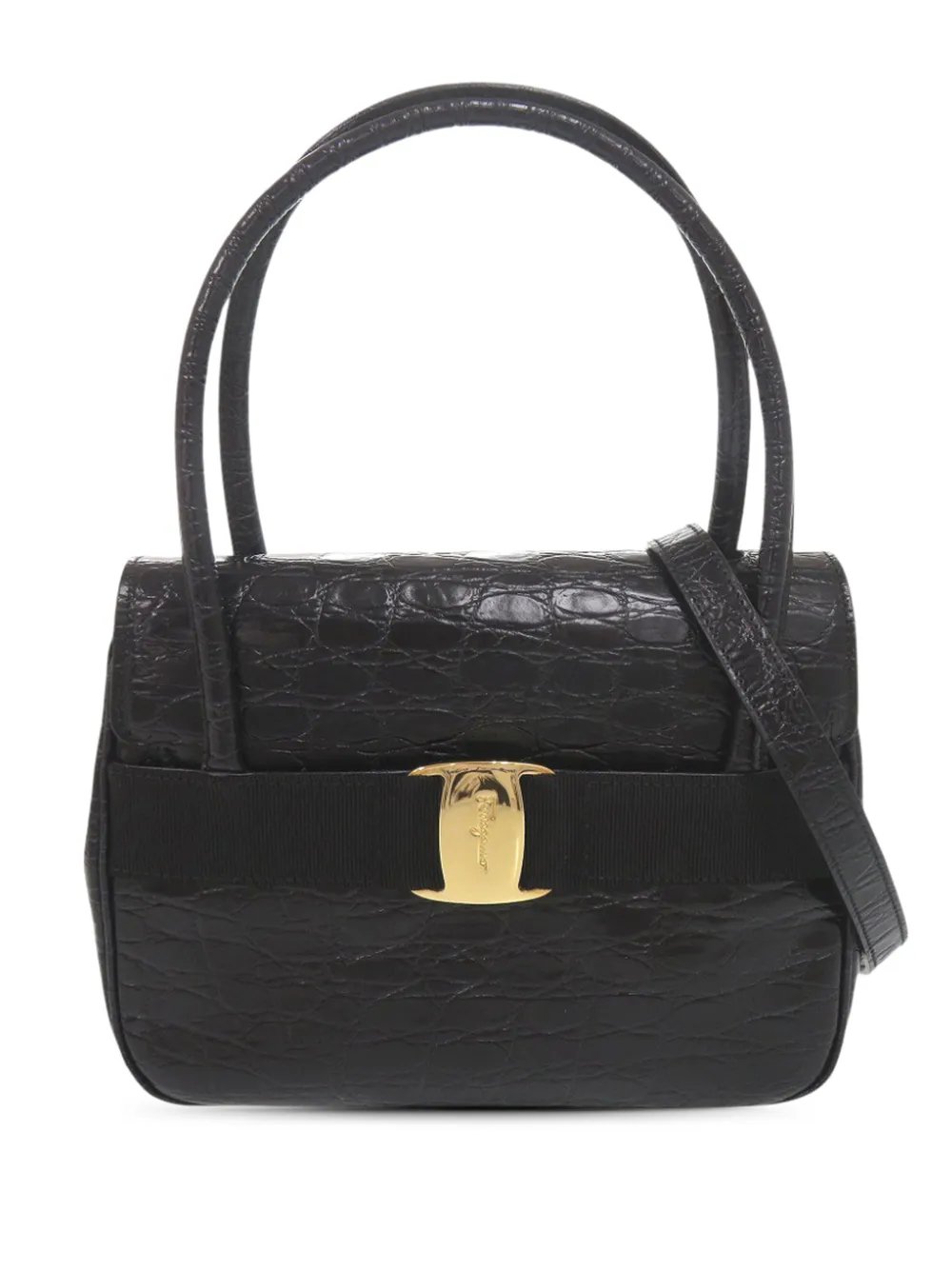 2000-2026 Croc Embossed Leather Vara Bow satchel