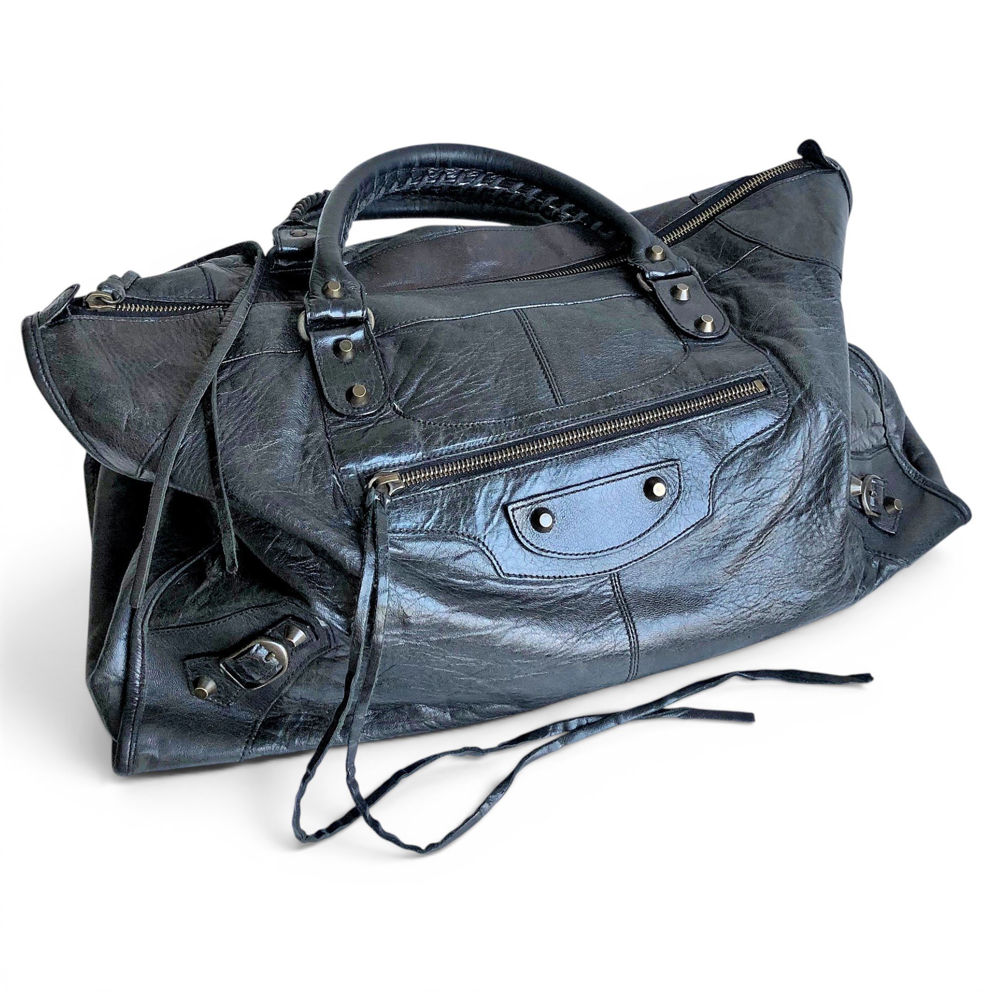 Work leather handbag