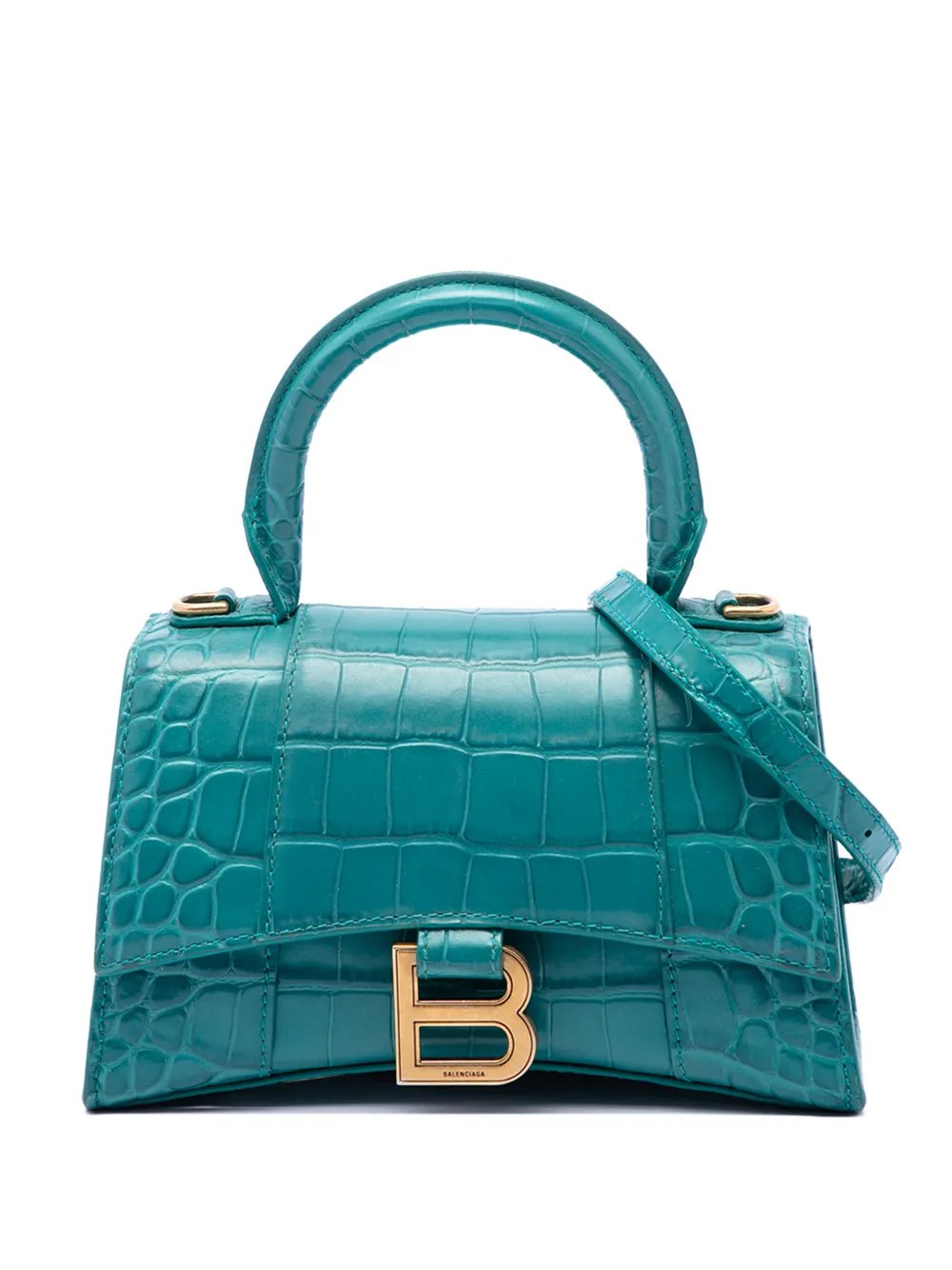 2020 Croc Embossed Calfskin Hourglass Top Handle Bag XS satchel