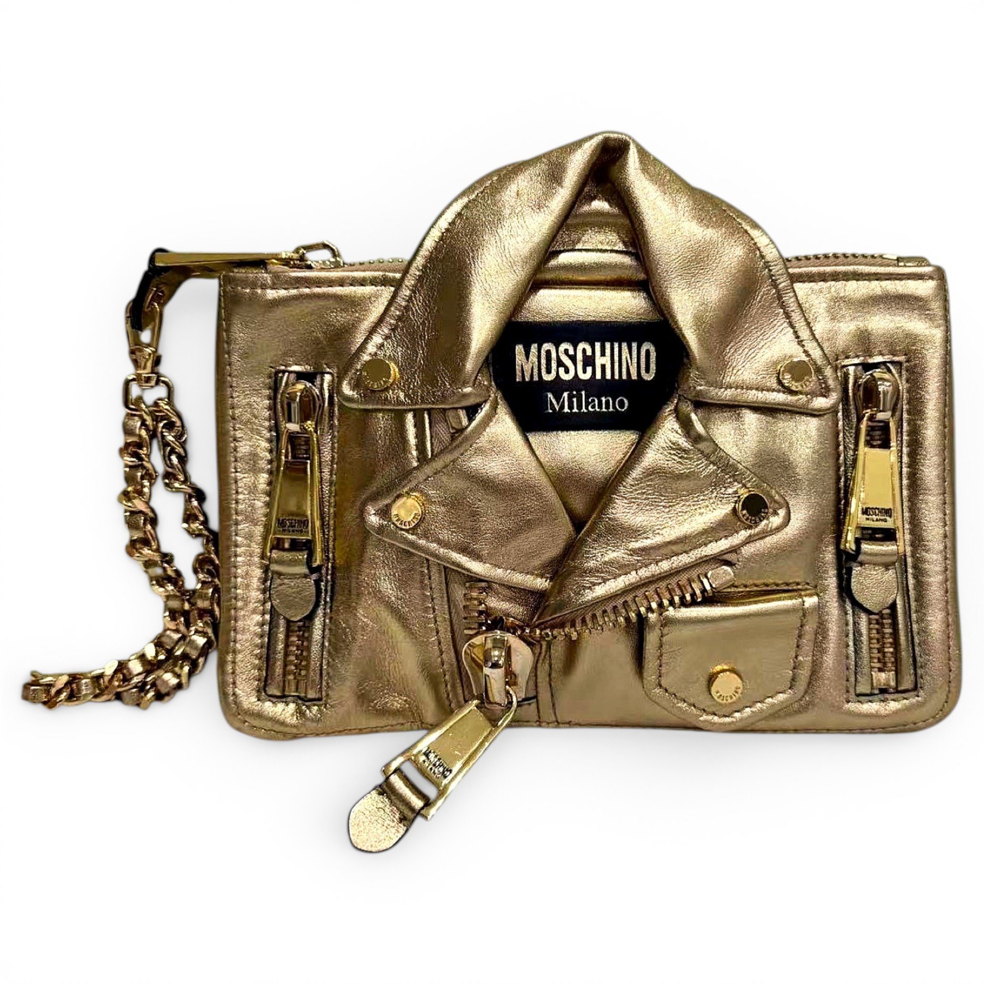 Biker leather clutch bag