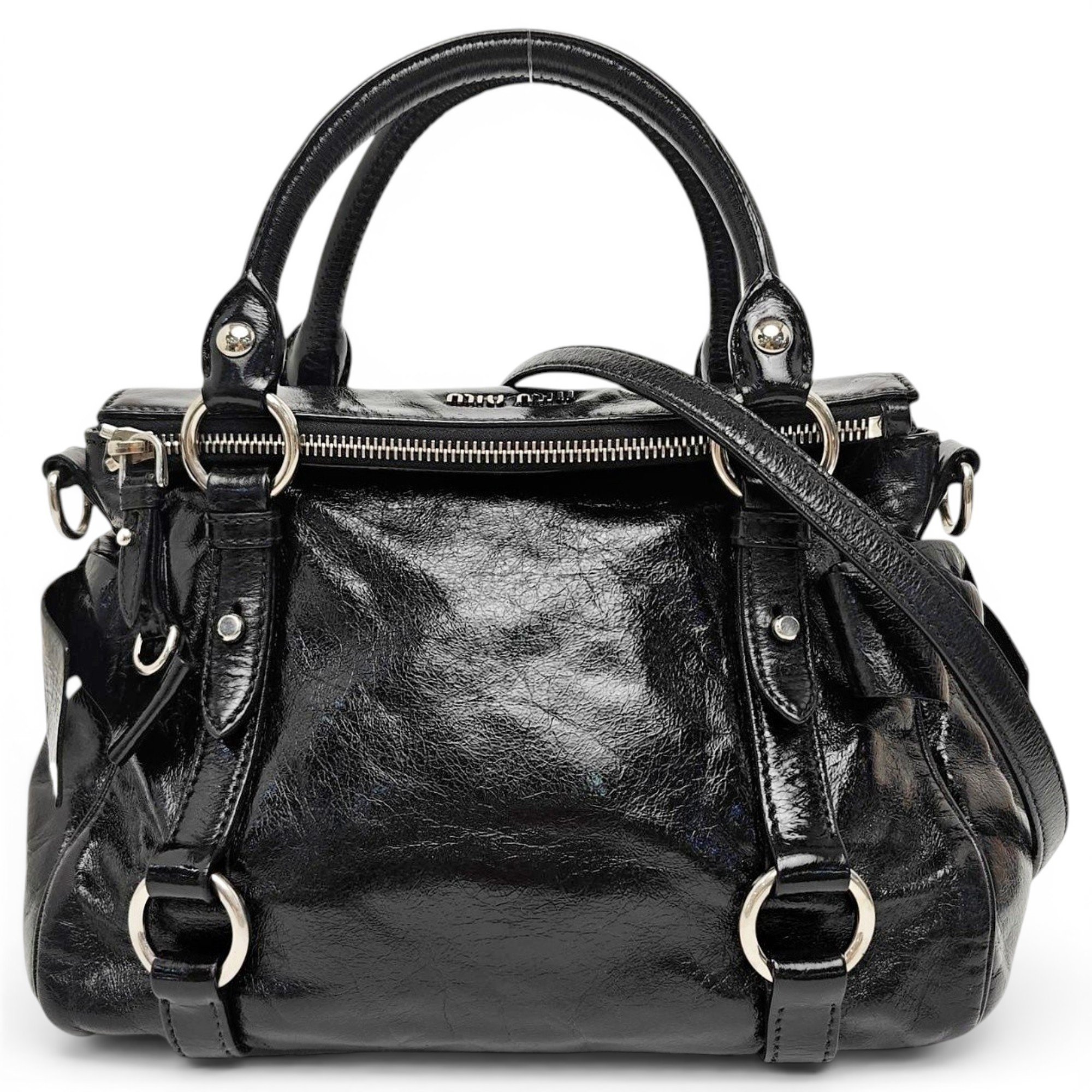 Bow bag leather handbag