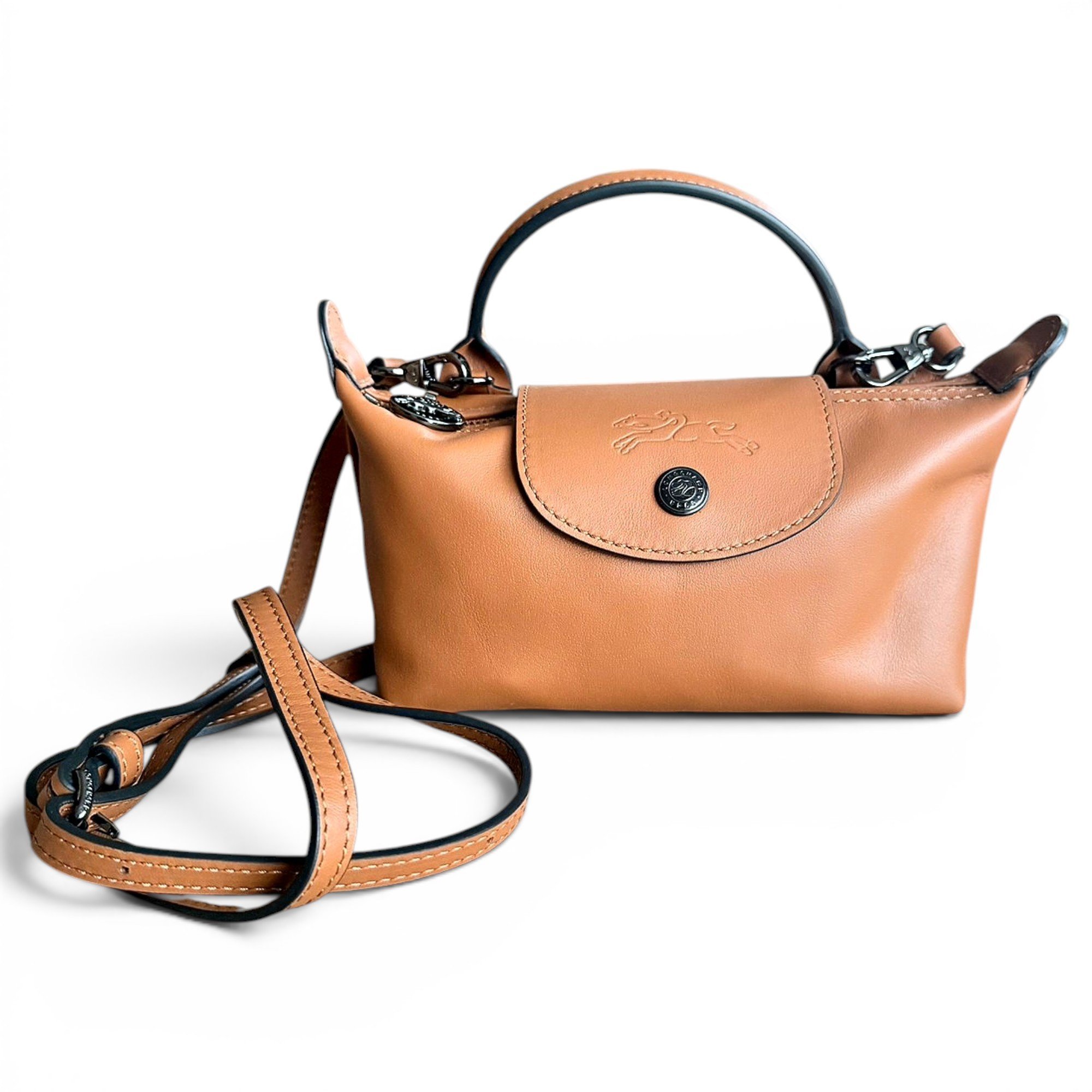 Pliage leather crossbody bag