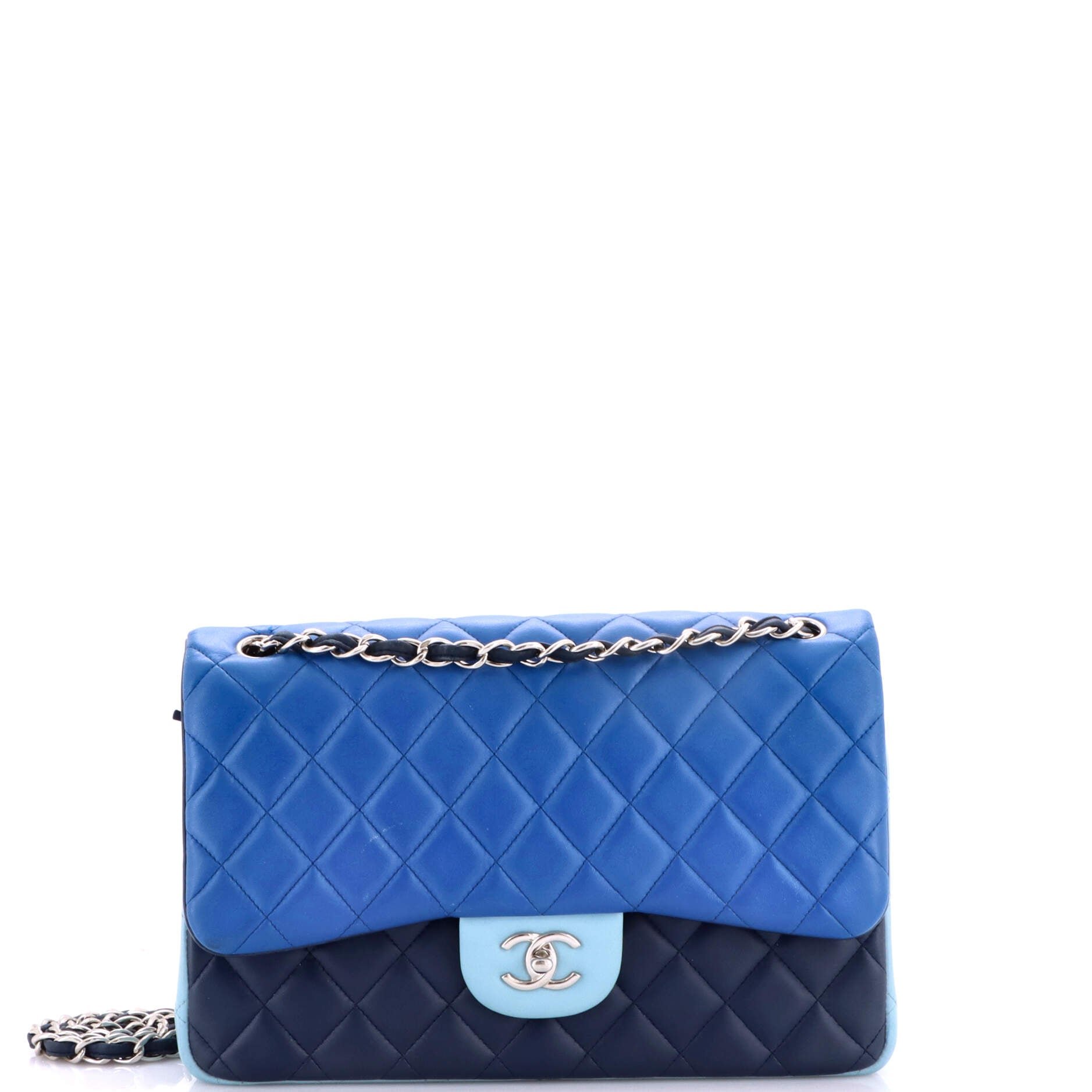 Tricolor Classic Double Flap Bag Quilted Lambskin Jumbo