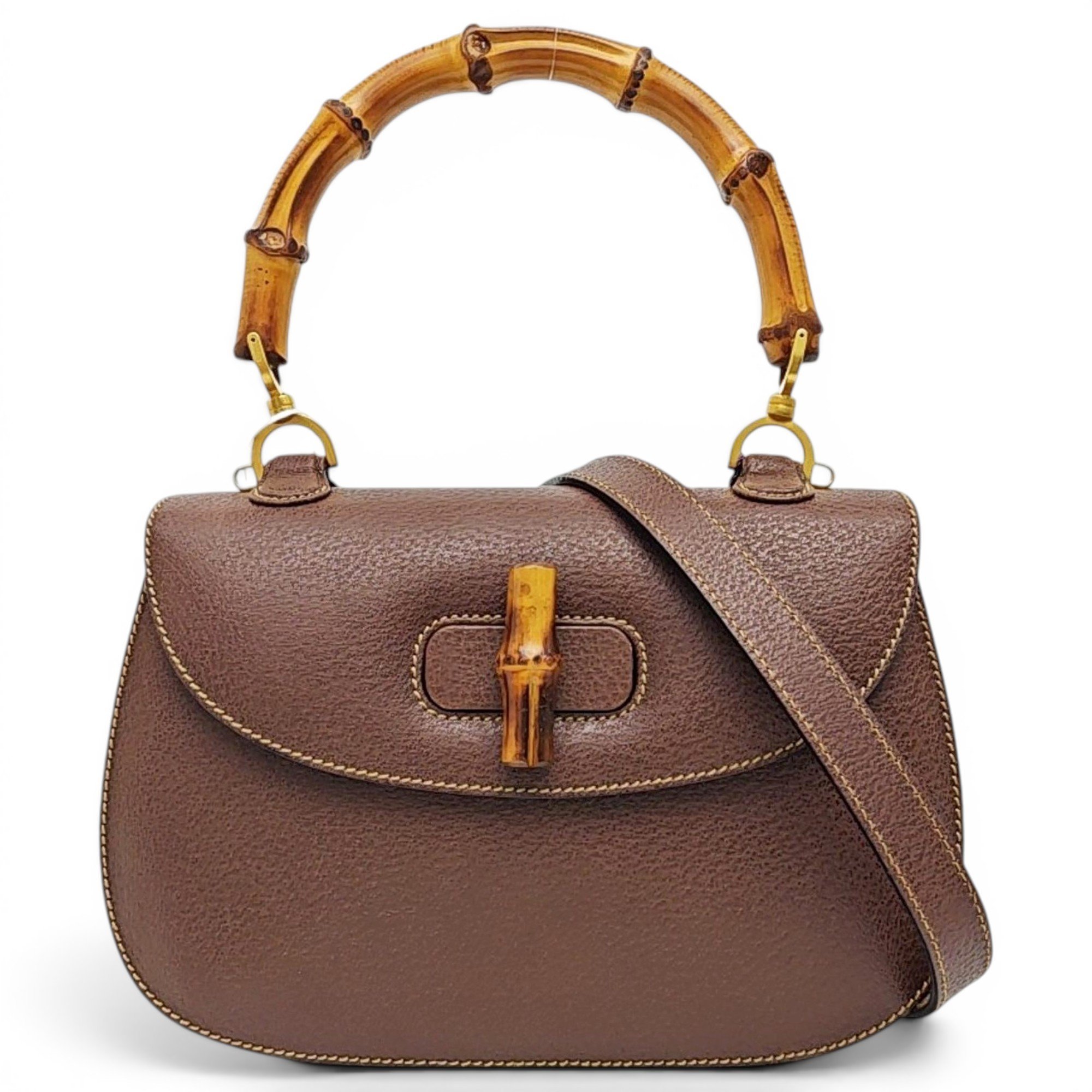 Convertible Bamboo Top Handle leather handbag