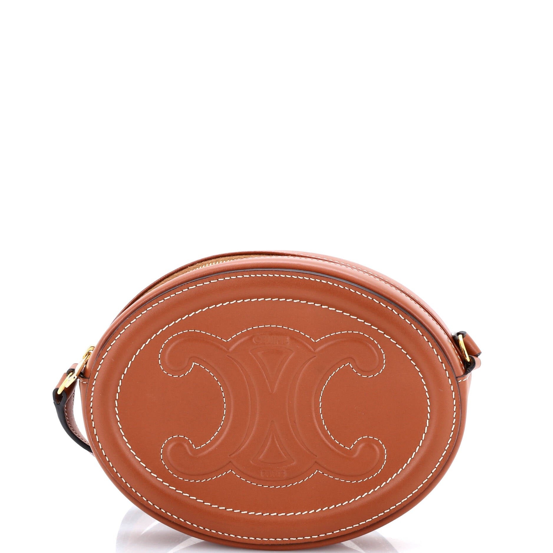 Celine Triomphe Oval Crossbody Bag Leather Mini