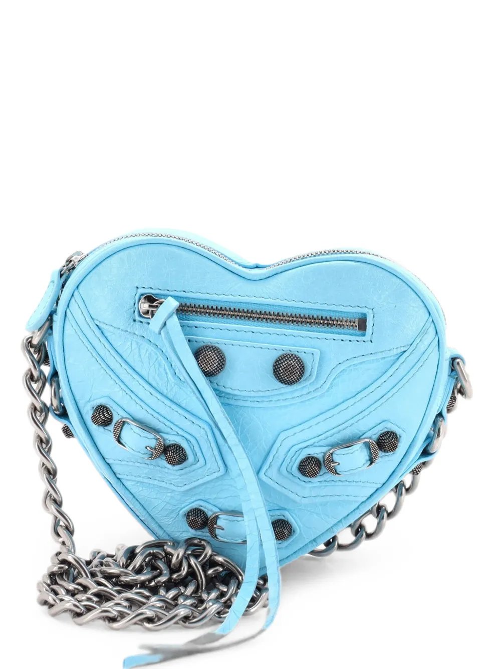 Le Cagole Giant Studs Heart Chain Bag Leather Mini crossbody bag
