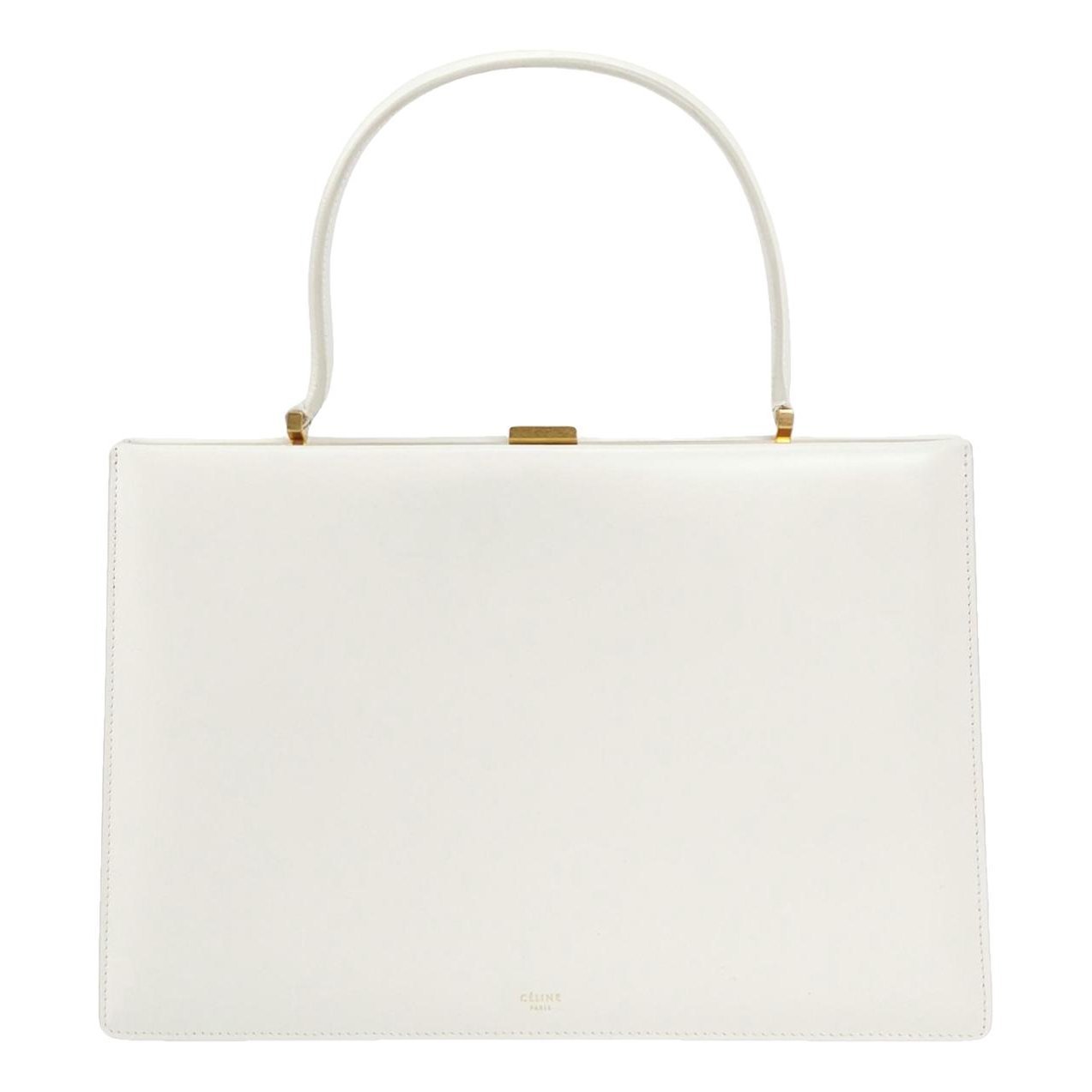 Clasp leather handbag