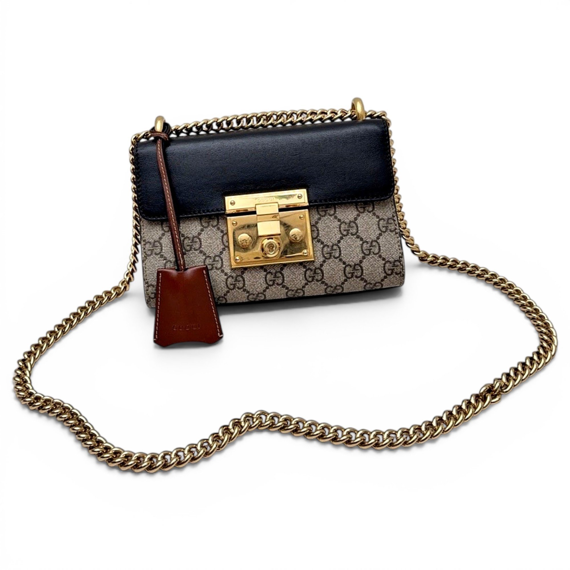 Padlock leather handbag