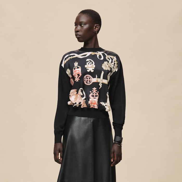Noir "Ferronnerie Remix" Long-sleeve Twillaine Sweater
