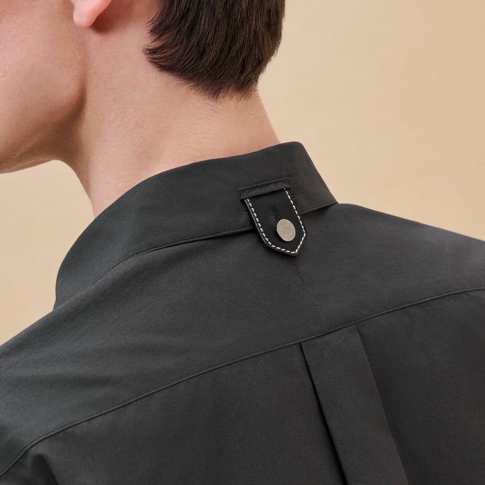 Anthracite Sporty Fit Shirt With Leather Detail