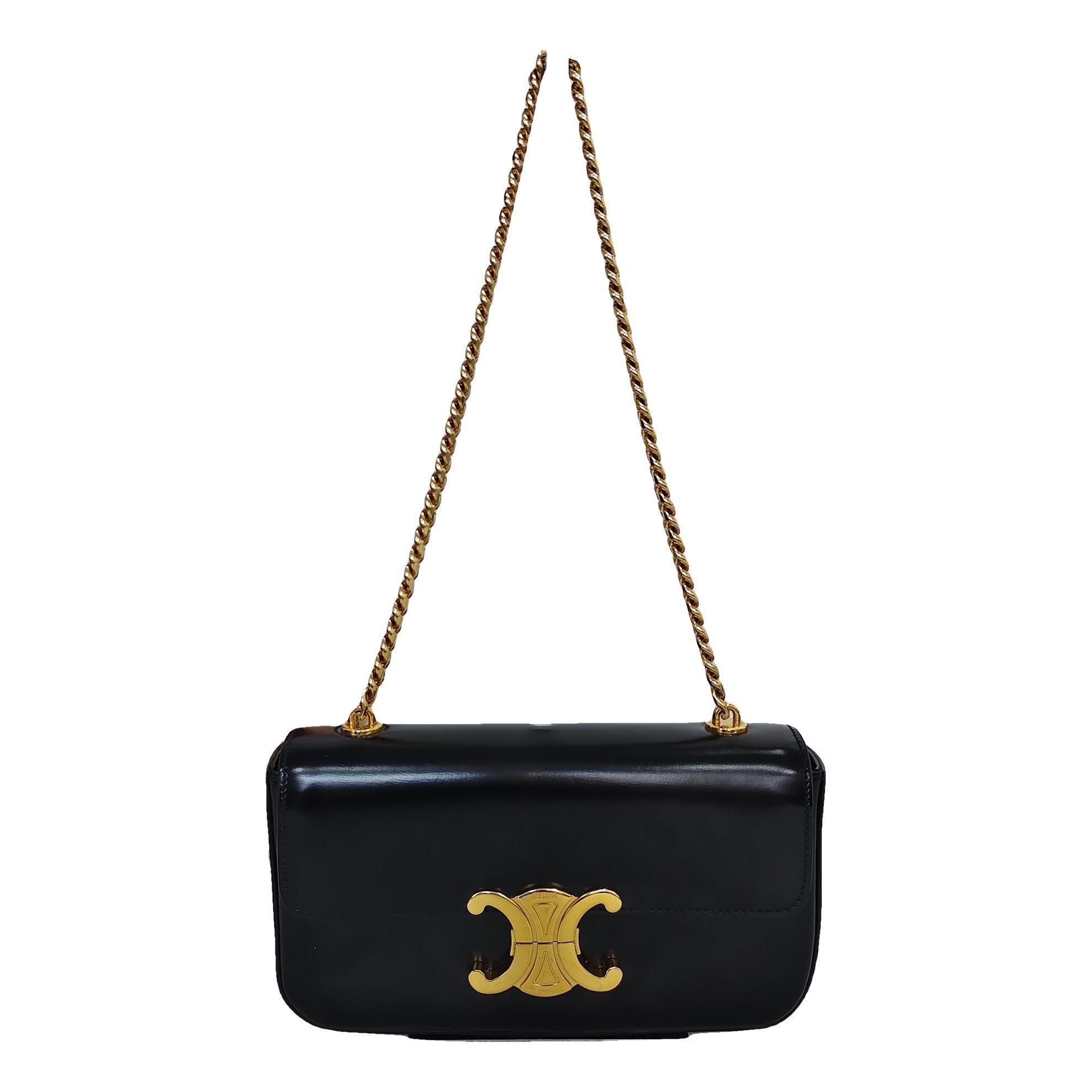 Triomphe chain leather handbag