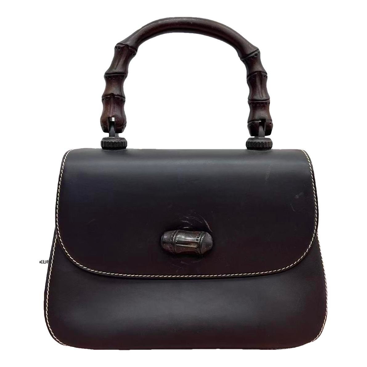 Convertible Bamboo Top Handle leather handbag