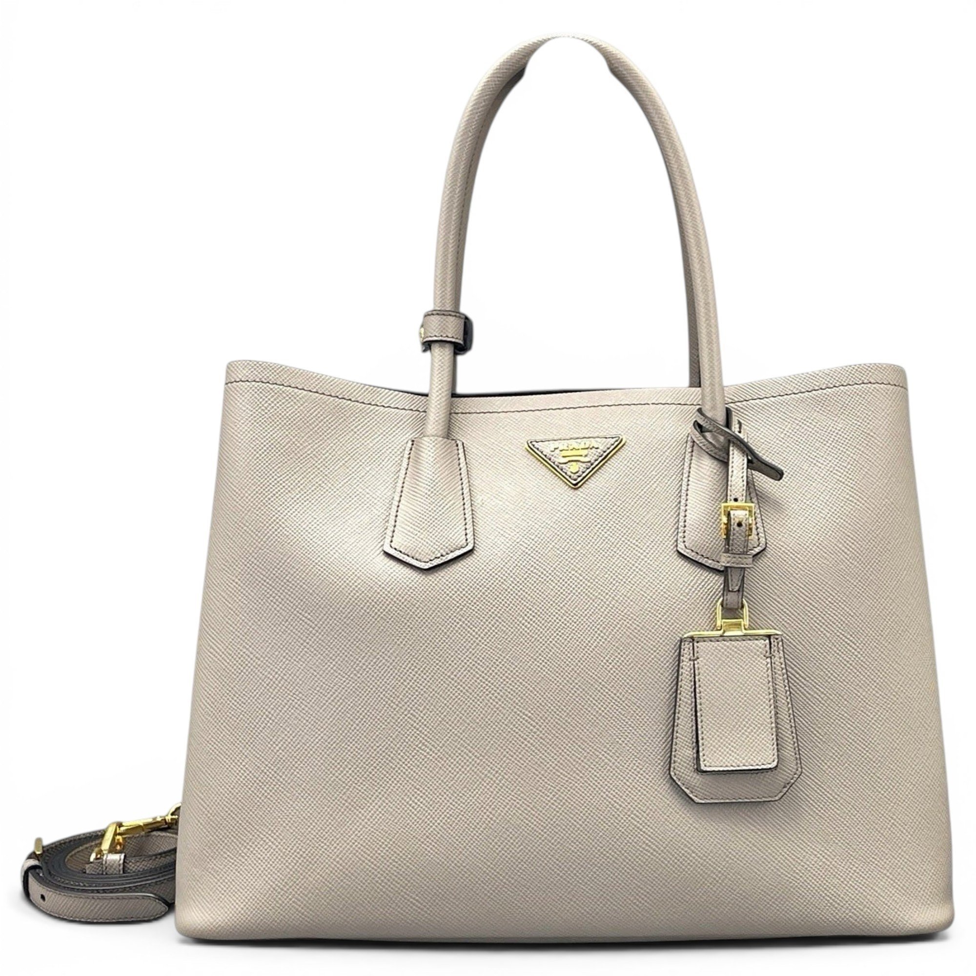 Double leather handbag